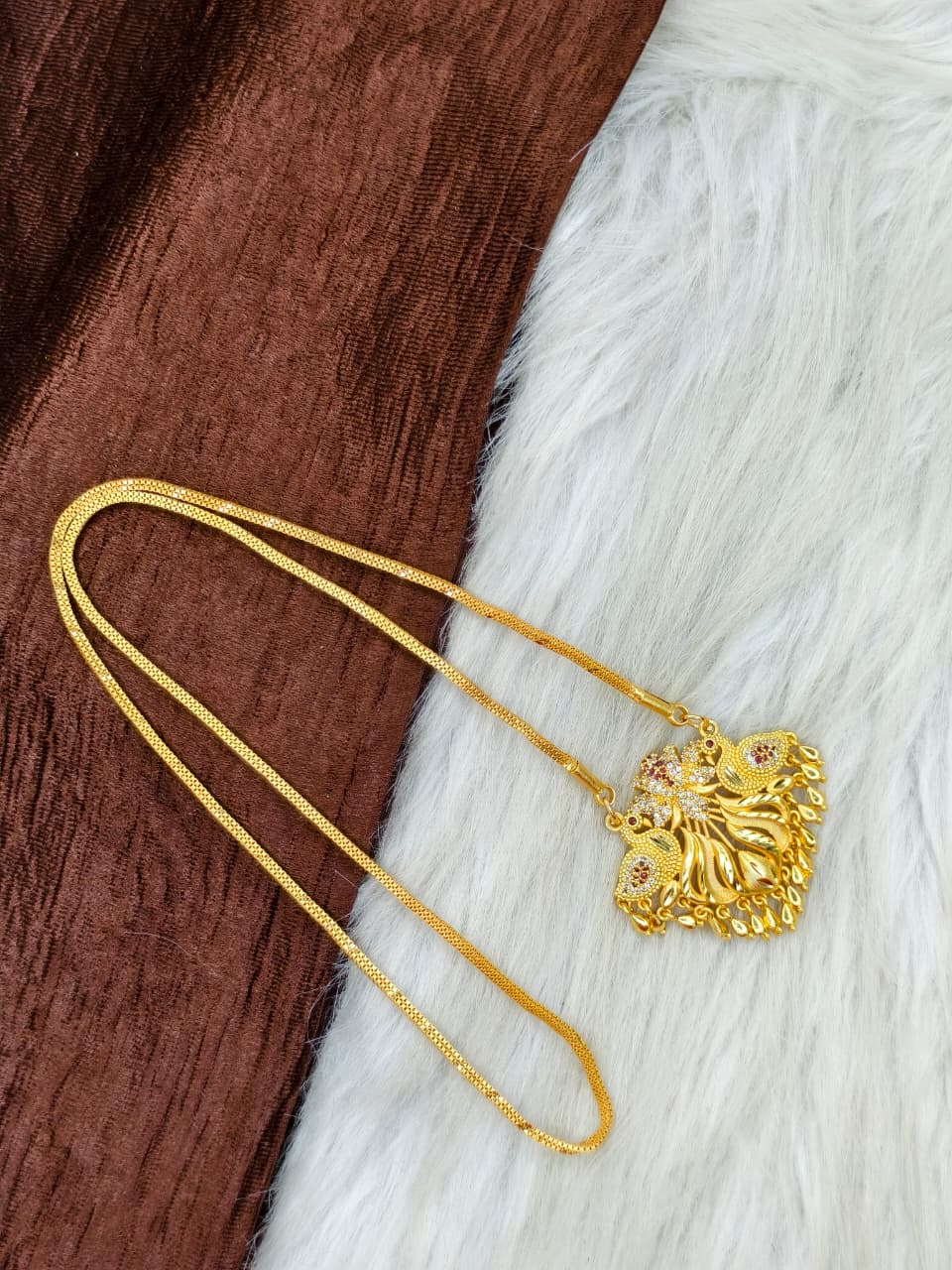 ✨Stone Dollar Matte Finish Chain – Gold Plated Jewellery for Women✨
