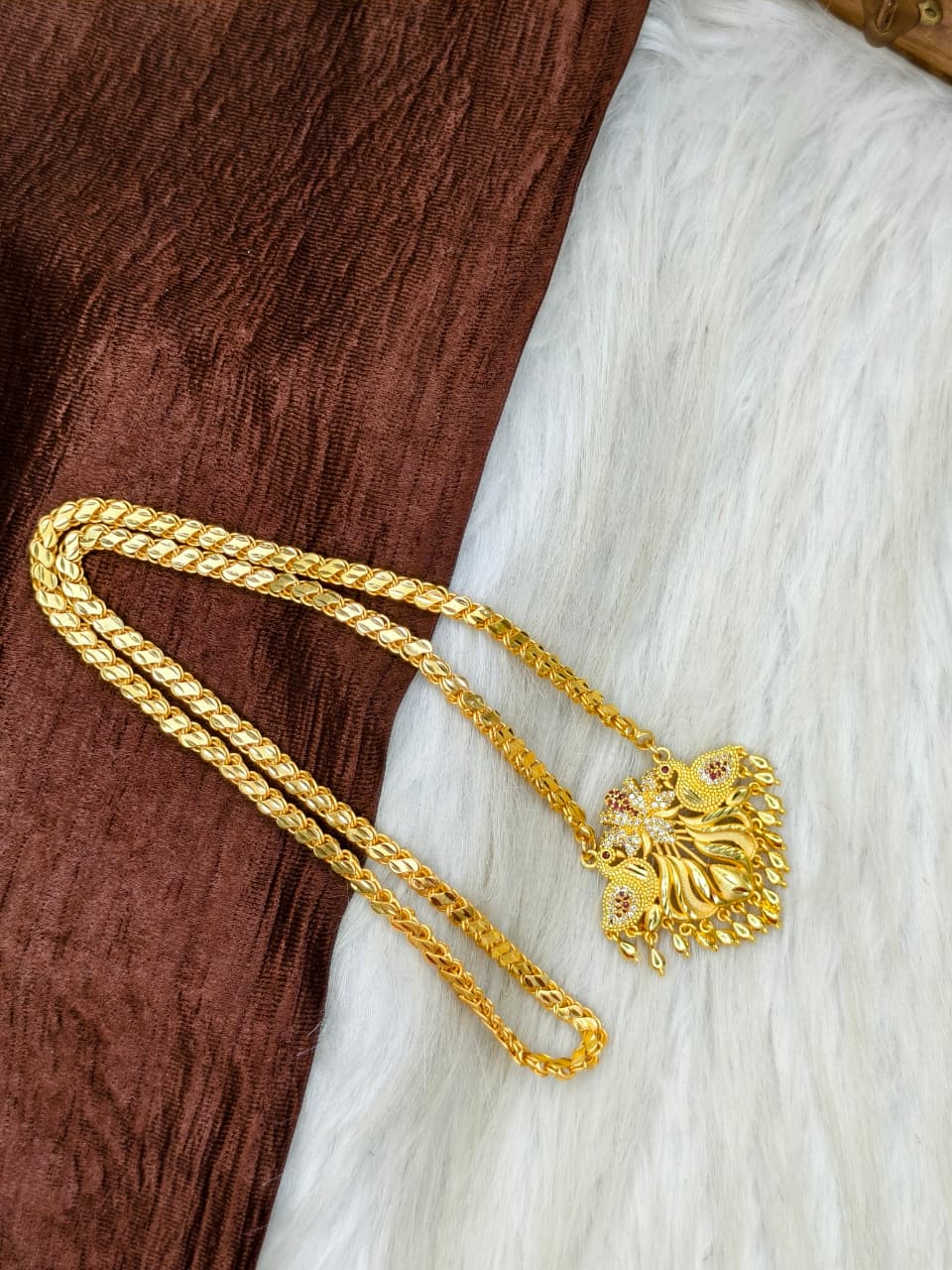 ✨Stone Dollar Matte Finish Chain – Gold Plated Jewellery for Women✨