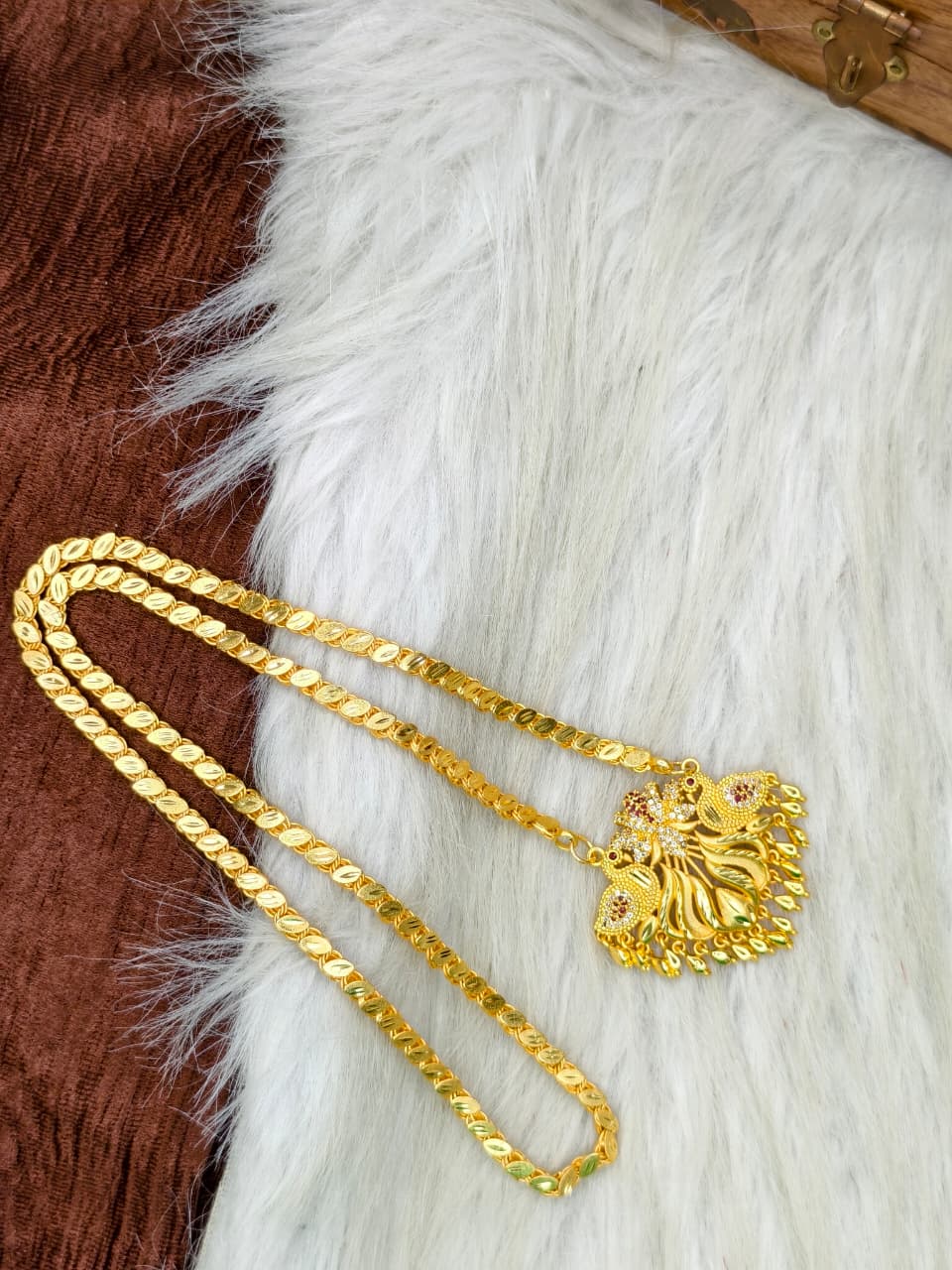 ✨Stone Dollar Matte Finish Chain – Gold Plated Jewellery for Women✨