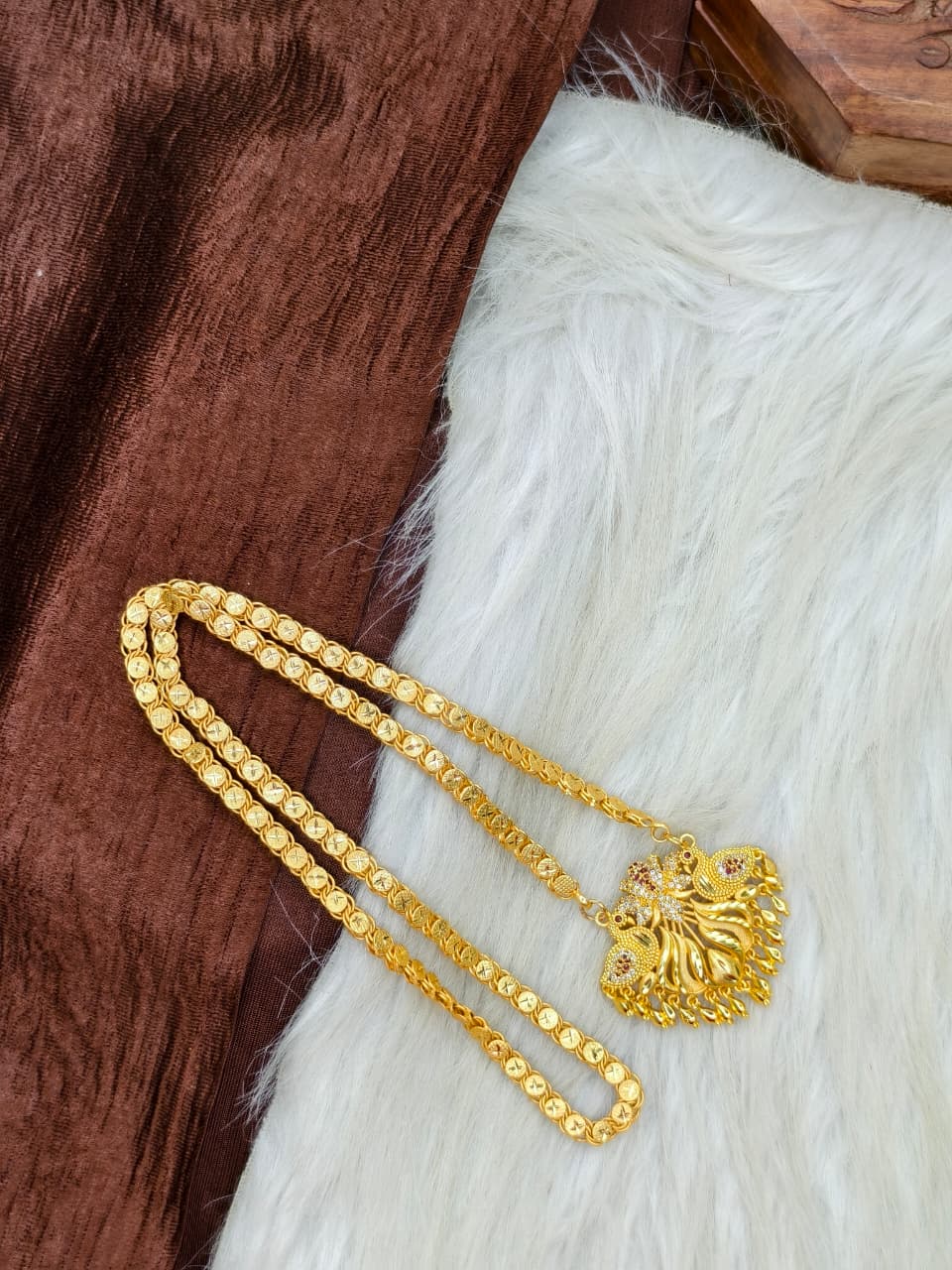 ✨Stone Dollar Matte Finish Chain – Gold Plated Jewellery for Women✨