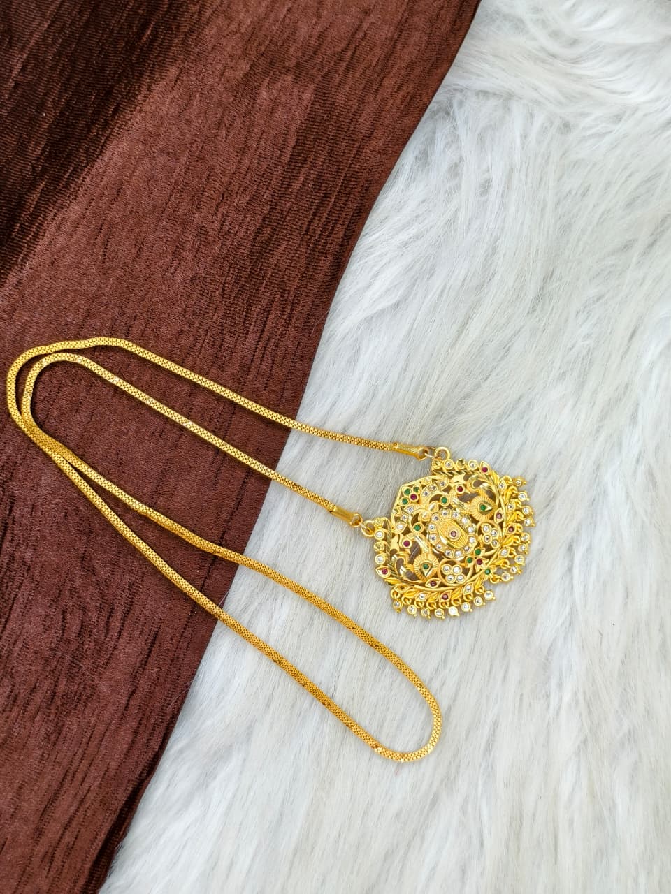 ✨Stone Dollar Matte Finish Chain – Gold Plated Jewellery for Women✨