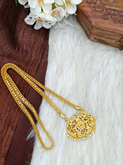 ✨ Stone Dollar Matte Finish Chain – Gold Plated Jewellery for Women✨