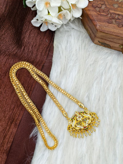 ✨ Stone Dollar Matte Finish Chain – Gold Plated Jewellery for Women✨