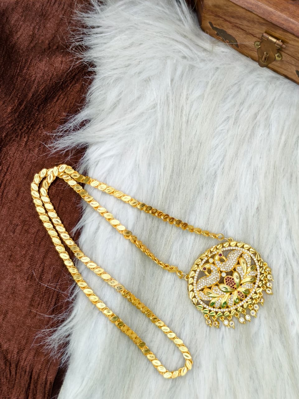 ✨Stone Dollar Matte Finish Chain – Gold Plated Jewellery for Women✨