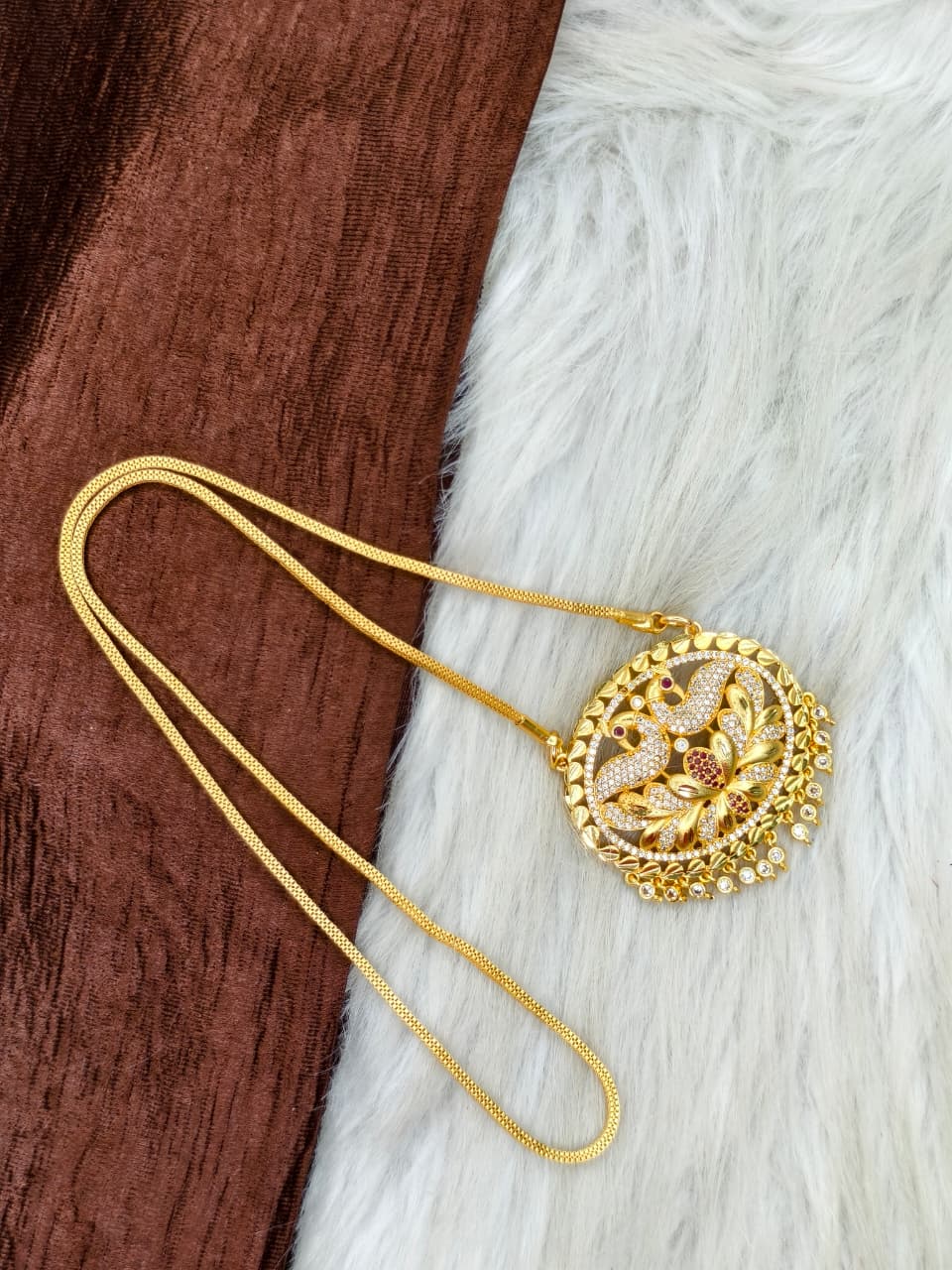 ✨Stone Dollar Matte Finish Chain – Gold Plated Jewellery for Women✨