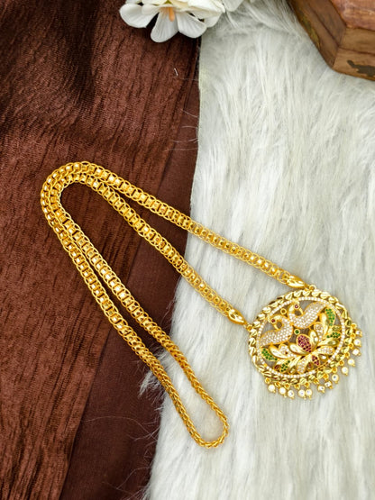✨ Stone Dollar Matte Finish Chain – Gold Plated Jewellery for Women✨
