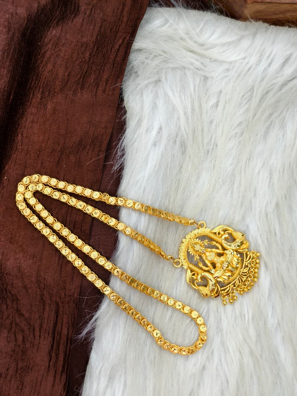 ✨Stone Dollar Matte Finish Chain – Gold Plated Jewellery for Women✨