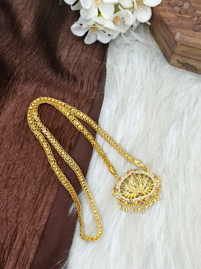 ✨ Stone Dollar Matte Finish Chain – Gold Plated Jewellery for Women✨