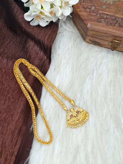 ✨ Stone Dollar Matte Finish Chain – Gold Plated Jewellery for Women✨