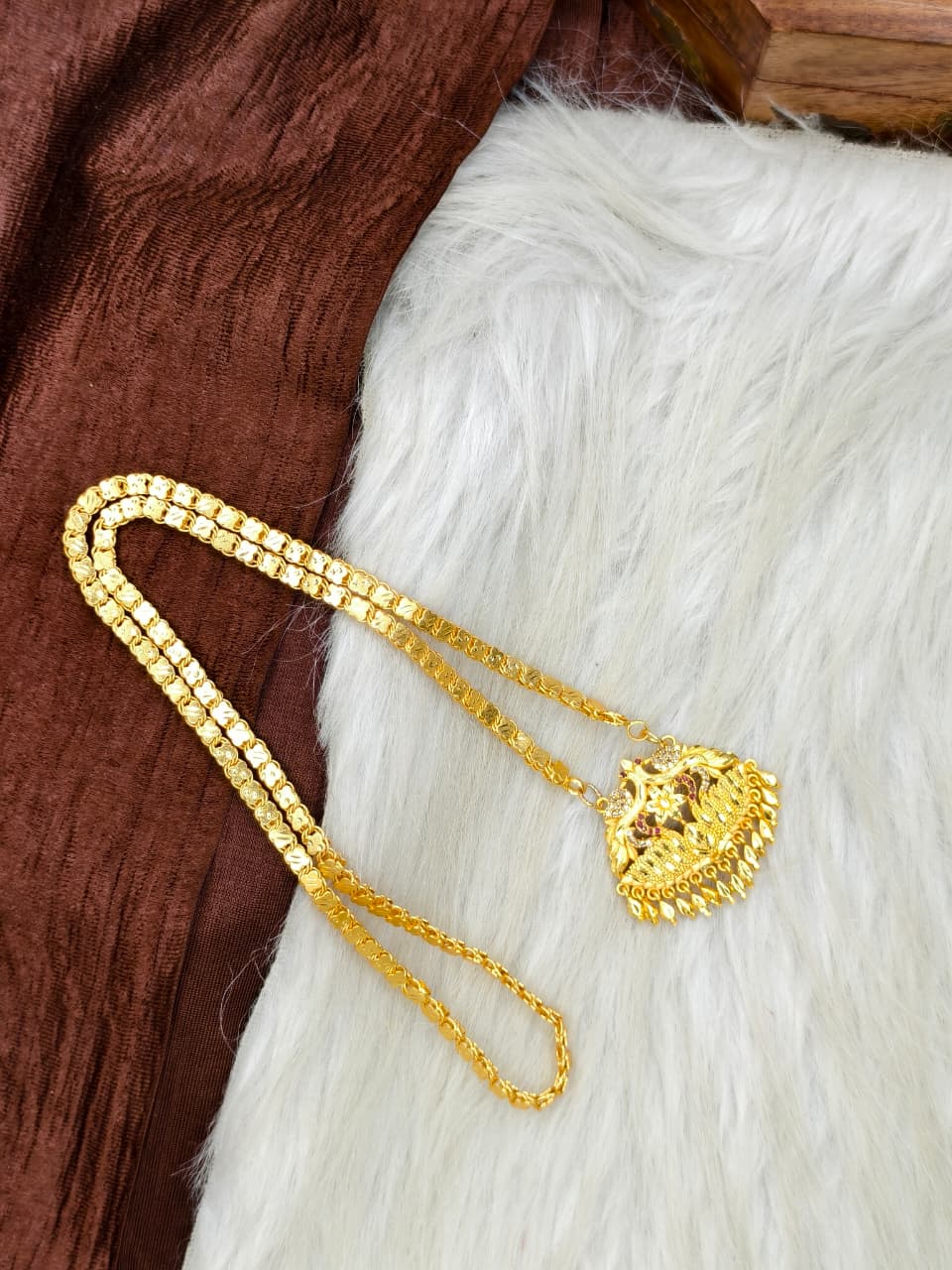 ✨Stone Dollar Matte Finish Chain – Gold Plated Jewellery for Women✨