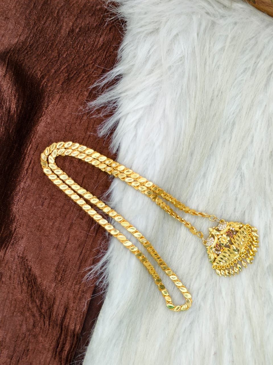 ✨Stone Dollar Matte Finish Chain – Gold Plated Jewellery for Women✨