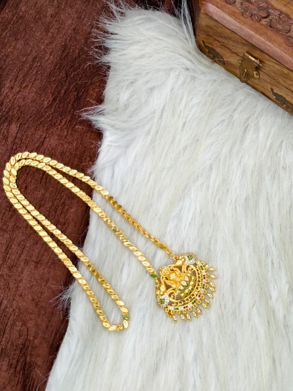 ✨Stone Dollar Matte Finish Chain – Gold Plated Jewellery for Women✨