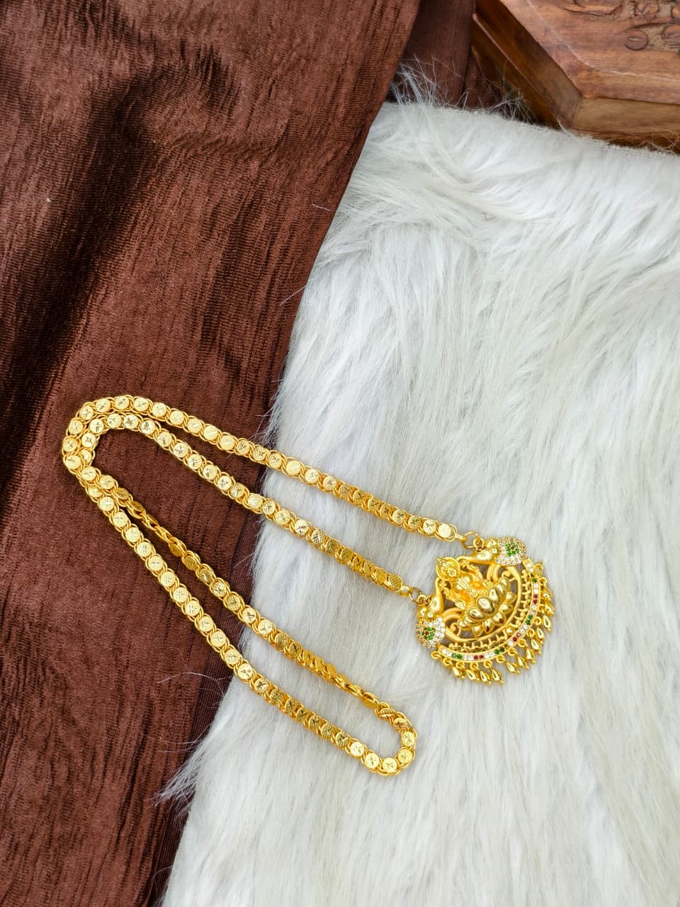 ✨Stone Dollar Matte Finish Chain – Gold Plated Jewellery for Women✨