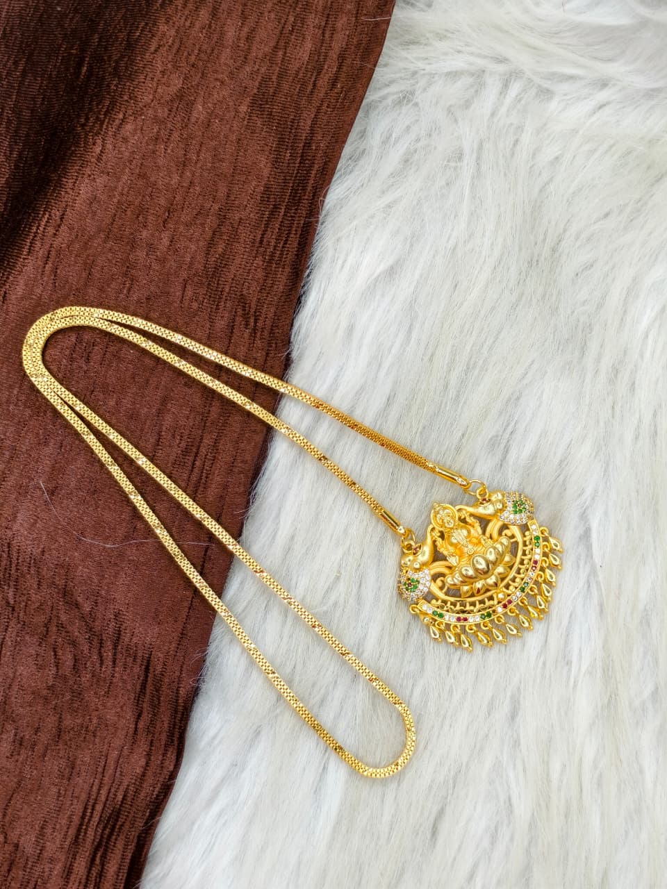 ✨Stone Dollar Matte Finish Chain – Gold Plated Jewellery for Women✨
