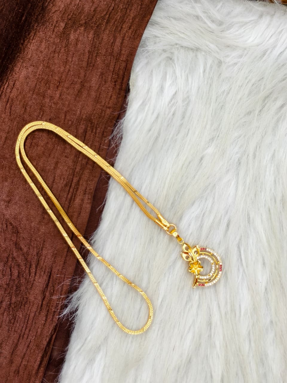 ✨Stone Dollar Matte Finish Chain – Gold Plated Jewellery for Women✨