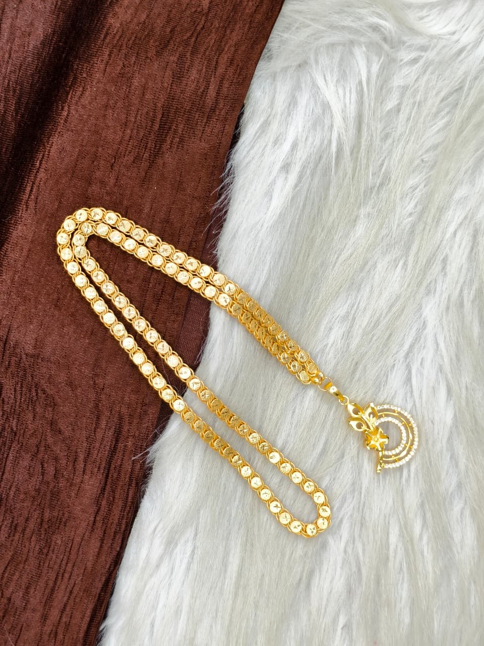 ✨Stone Dollar Matte Finish Chain – Gold Plated Jewellery for Women✨
