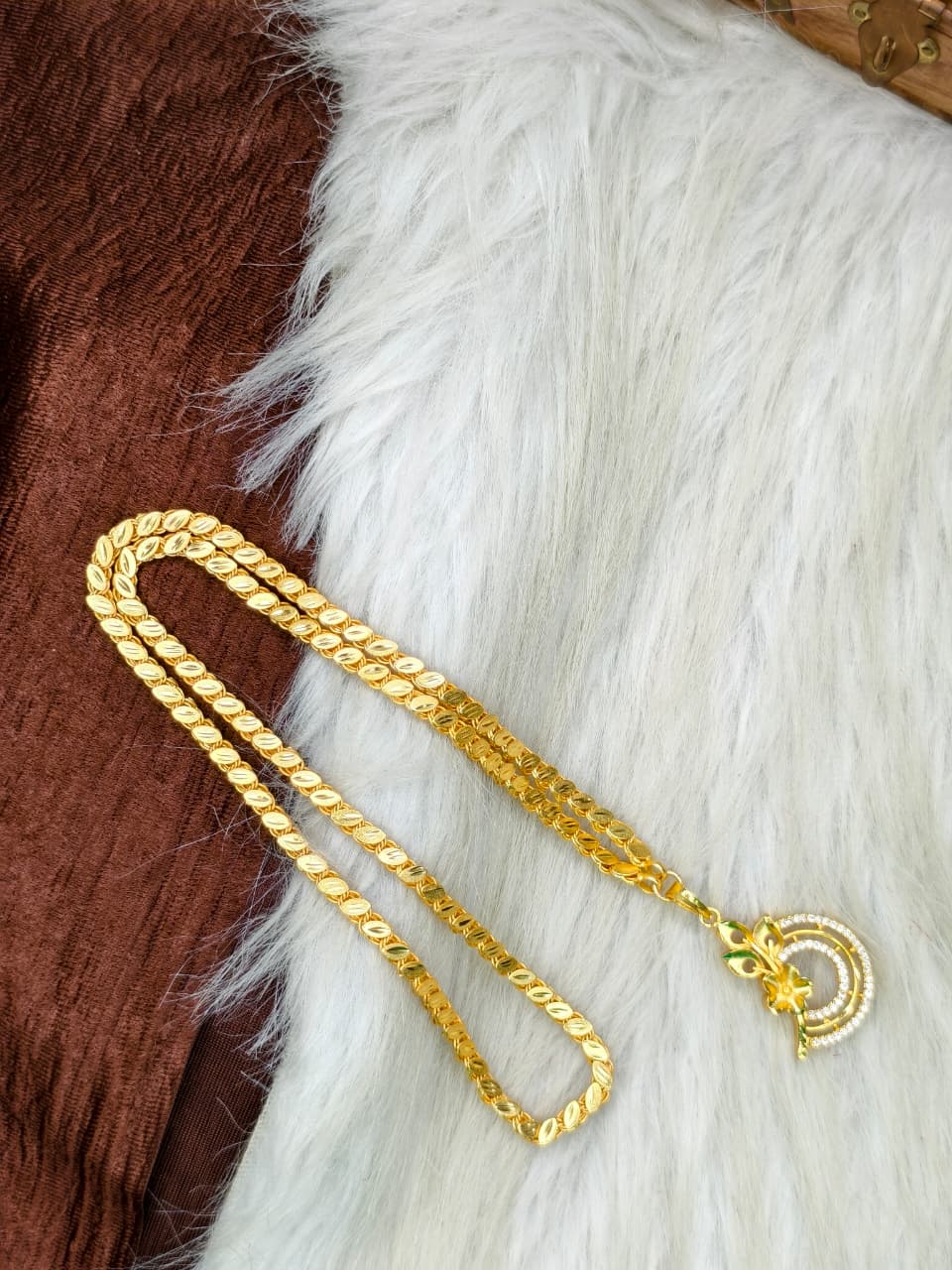 ✨Stone Dollar Matte Finish Chain – Gold Plated Jewellery for Women✨