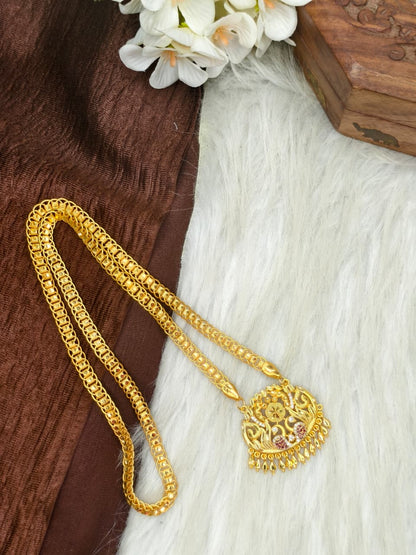 ✨ Stone Dollar Matte Finish Chain – Gold Plated Jewellery for Women✨