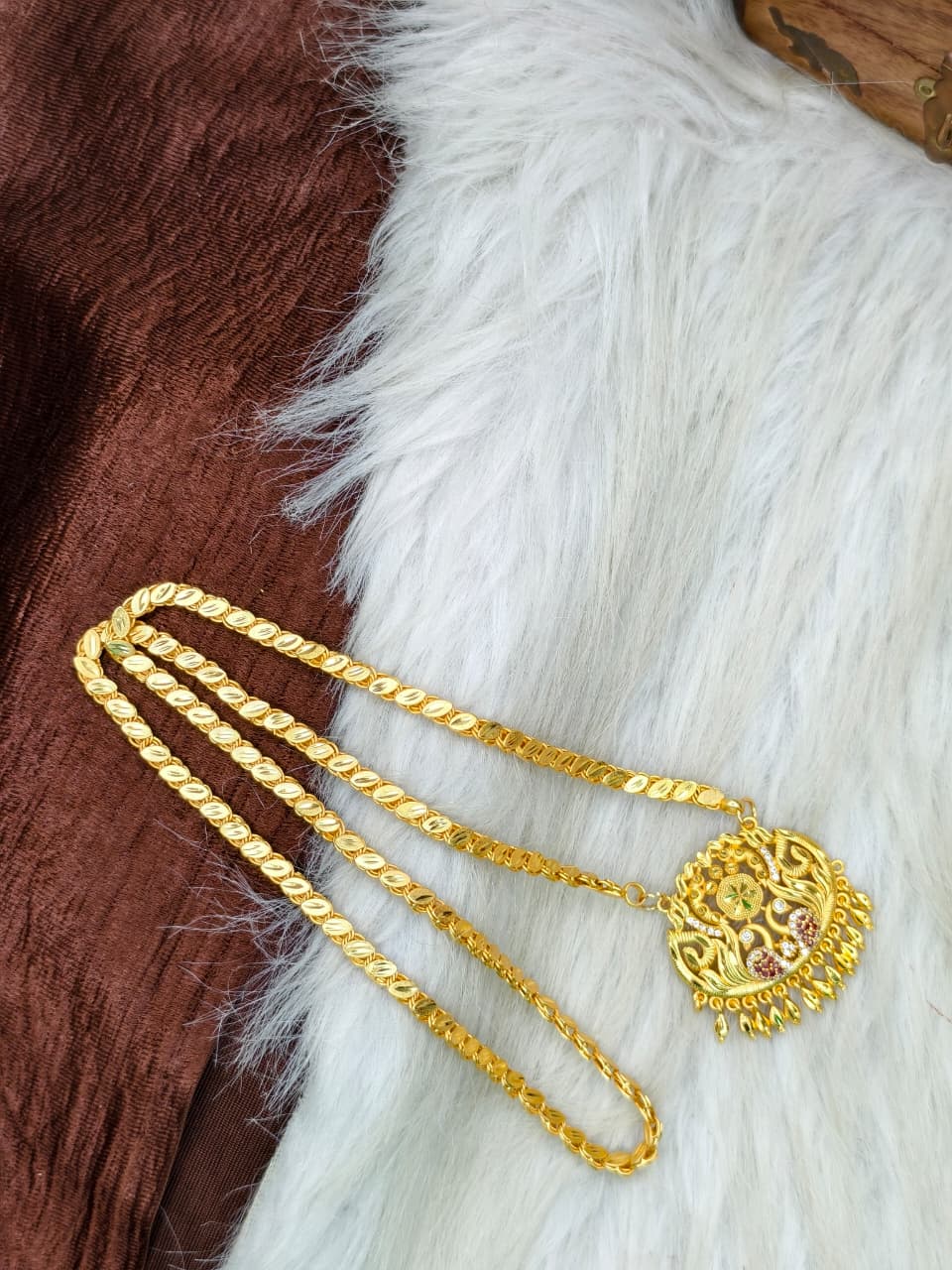 ✨Stone Dollar Matte Finish Chain – Gold Plated Jewellery for Women✨