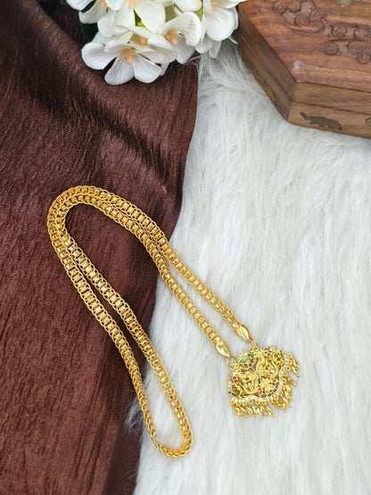 ✨ Stone Dollar Matte Finish Chain – Gold Plated Jewellery for Women✨