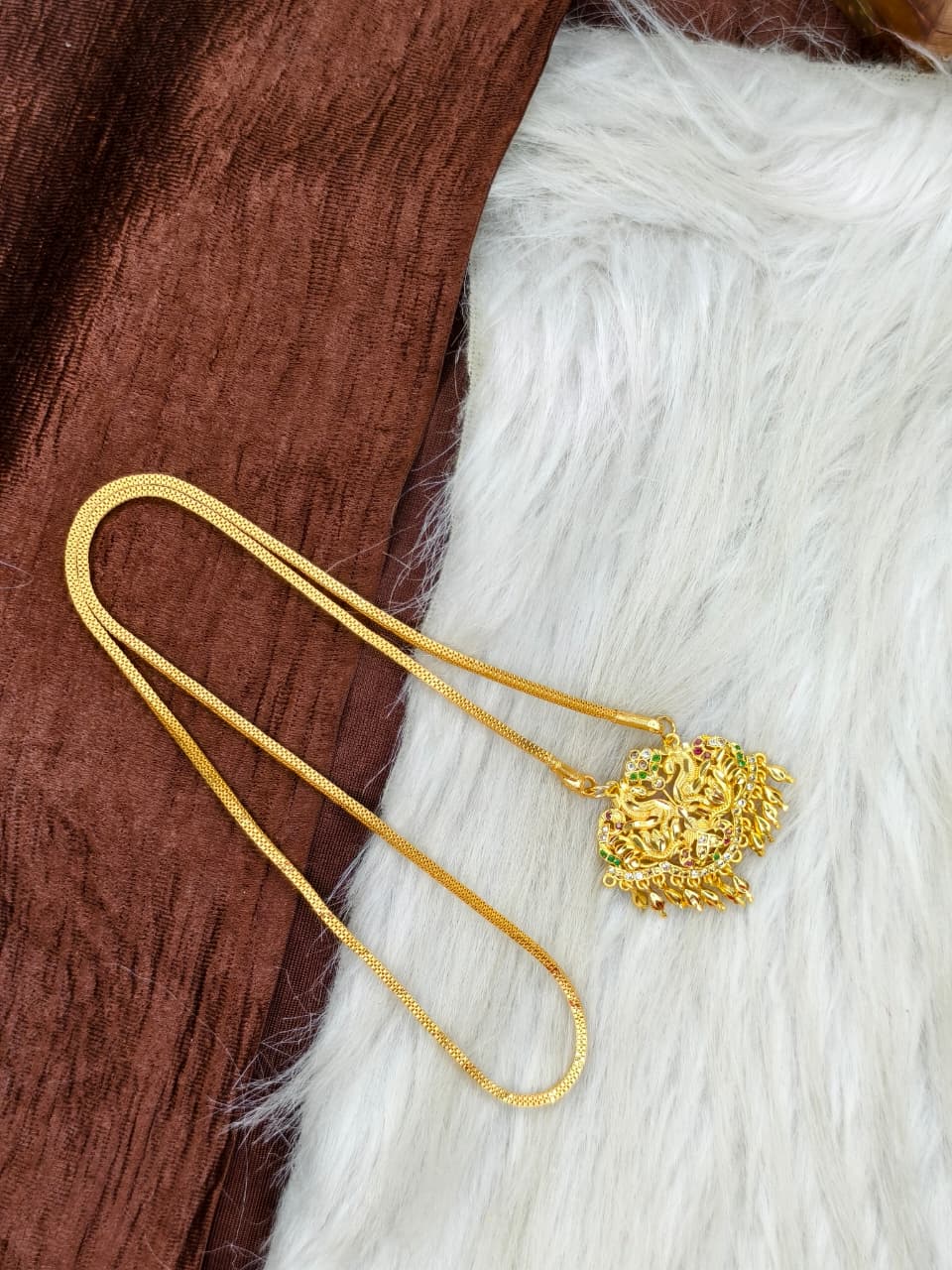 ✨Stone Dollar Matte Finish Chain – Gold Plated Jewellery for Women✨