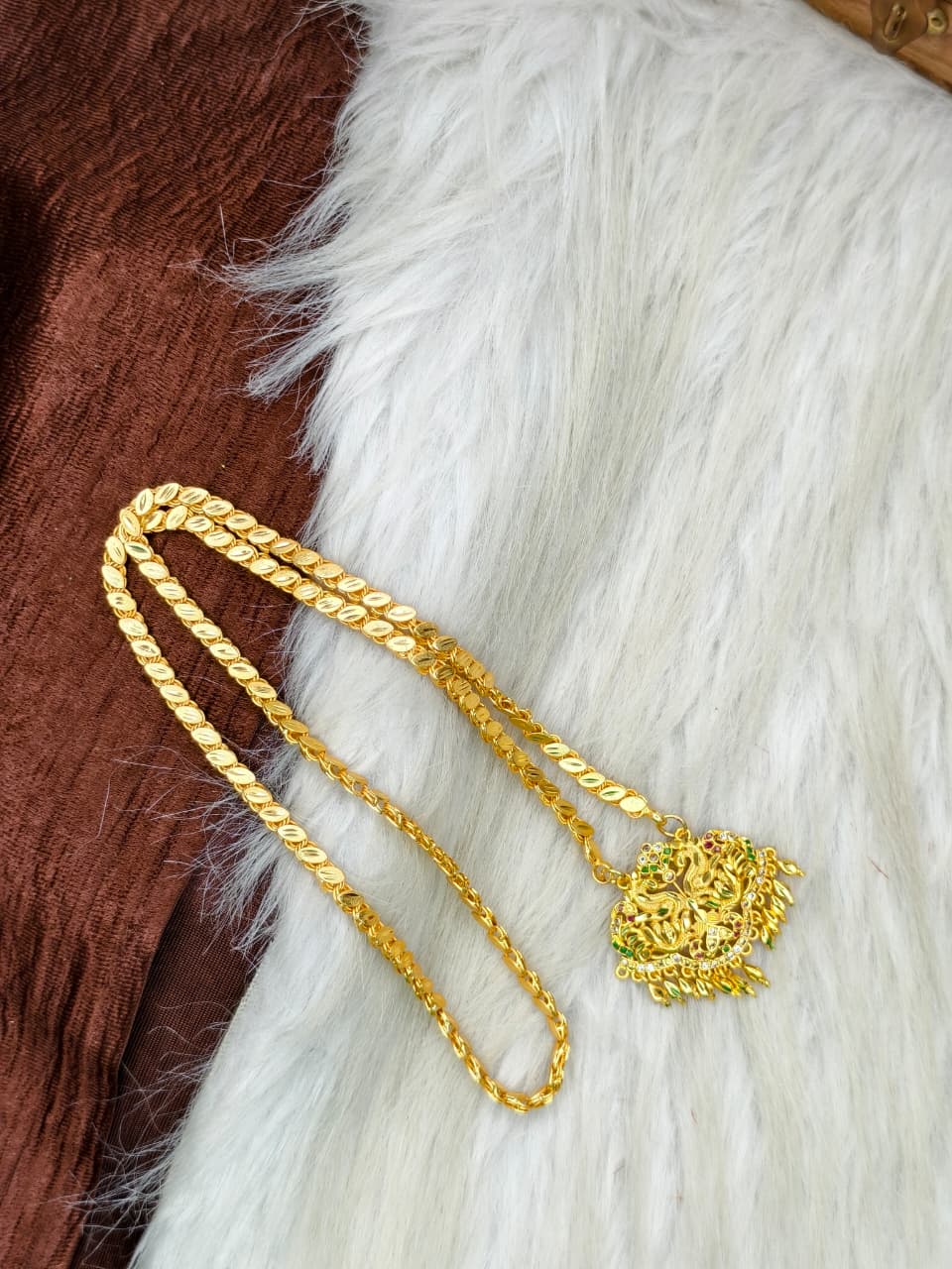 ✨Stone Dollar Matte Finish Chain – Gold Plated Jewellery for Women✨
