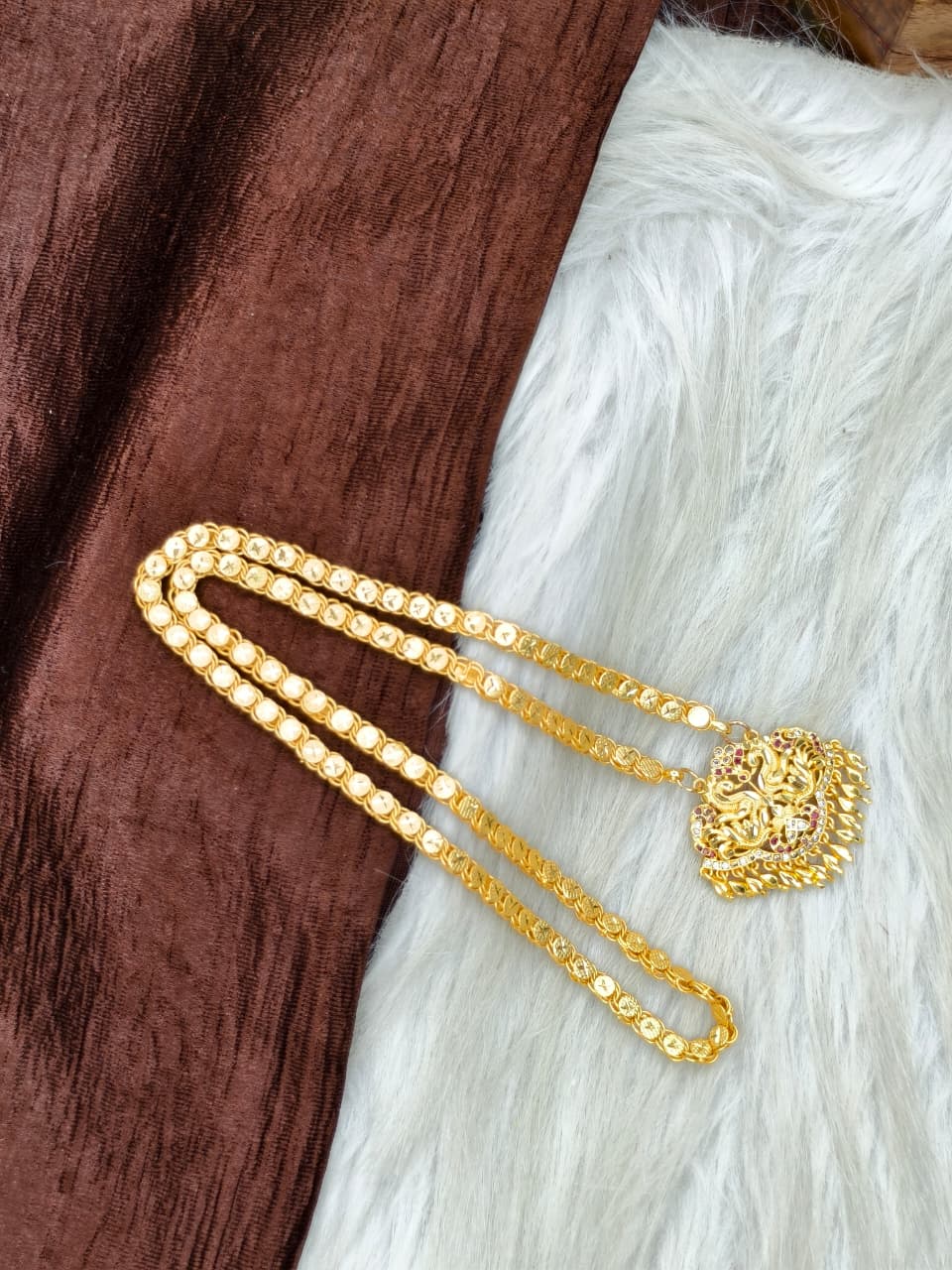✨Stone Dollar Matte Finish Chain – Gold Plated Jewellery for Women✨