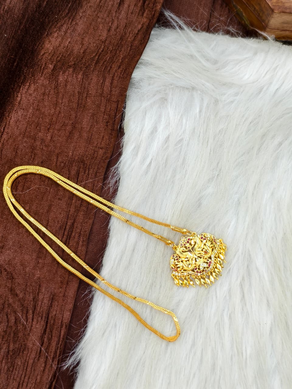 ✨Stone Dollar Matte Finish Chain – Gold Plated Jewellery for Women✨