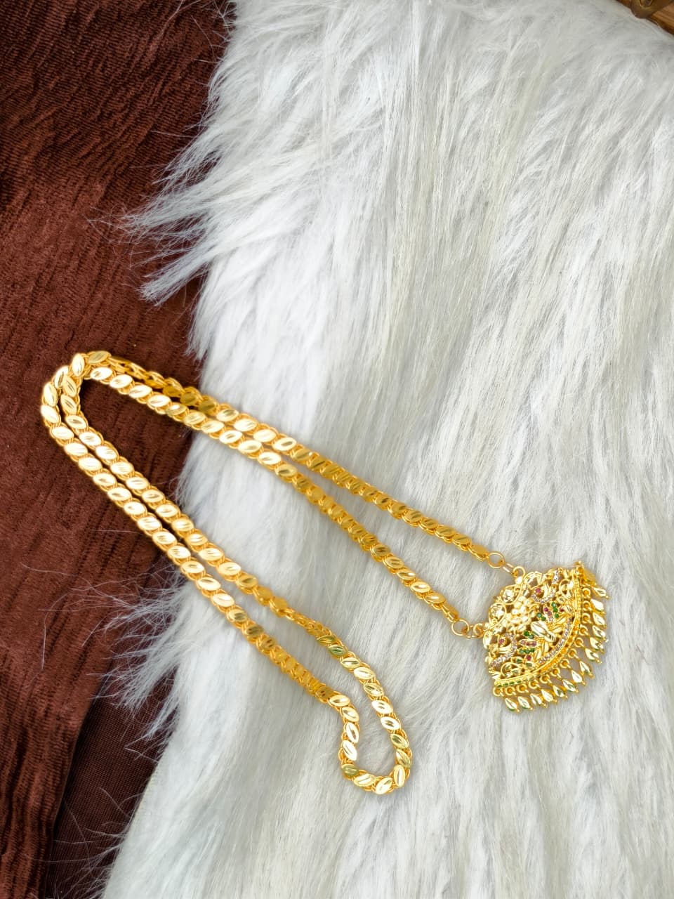 ✨Stone Dollar Matte Finish Chain – Gold Plated Jewellery for Women✨