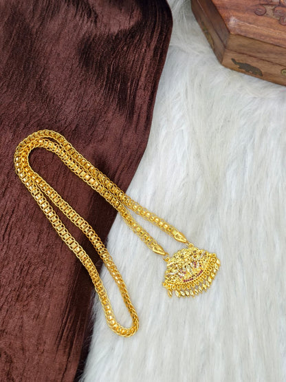 ✨ Stone Dollar Matte Finish Chain – Gold Plated Jewellery for Women✨