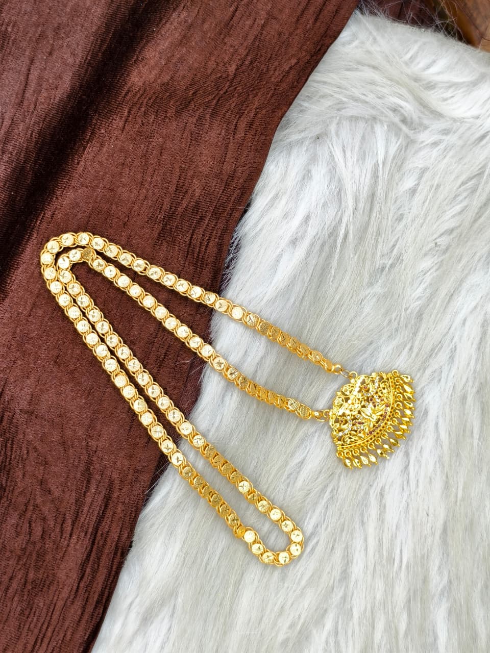 ✨Stone Dollar Matte Finish Chain – Gold Plated Jewellery for Women✨