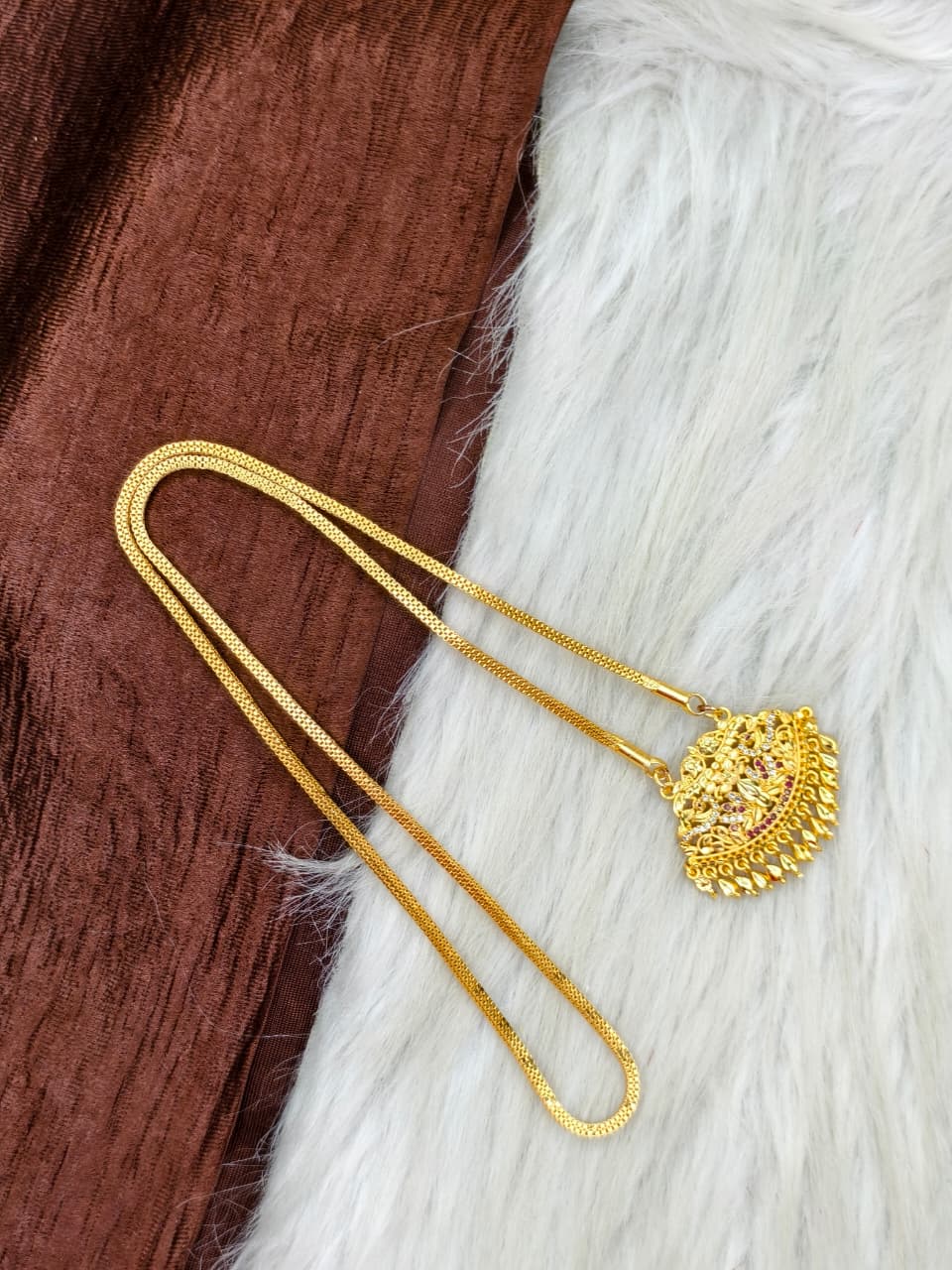✨Stone Dollar Matte Finish Chain – Gold Plated Jewellery for Women✨