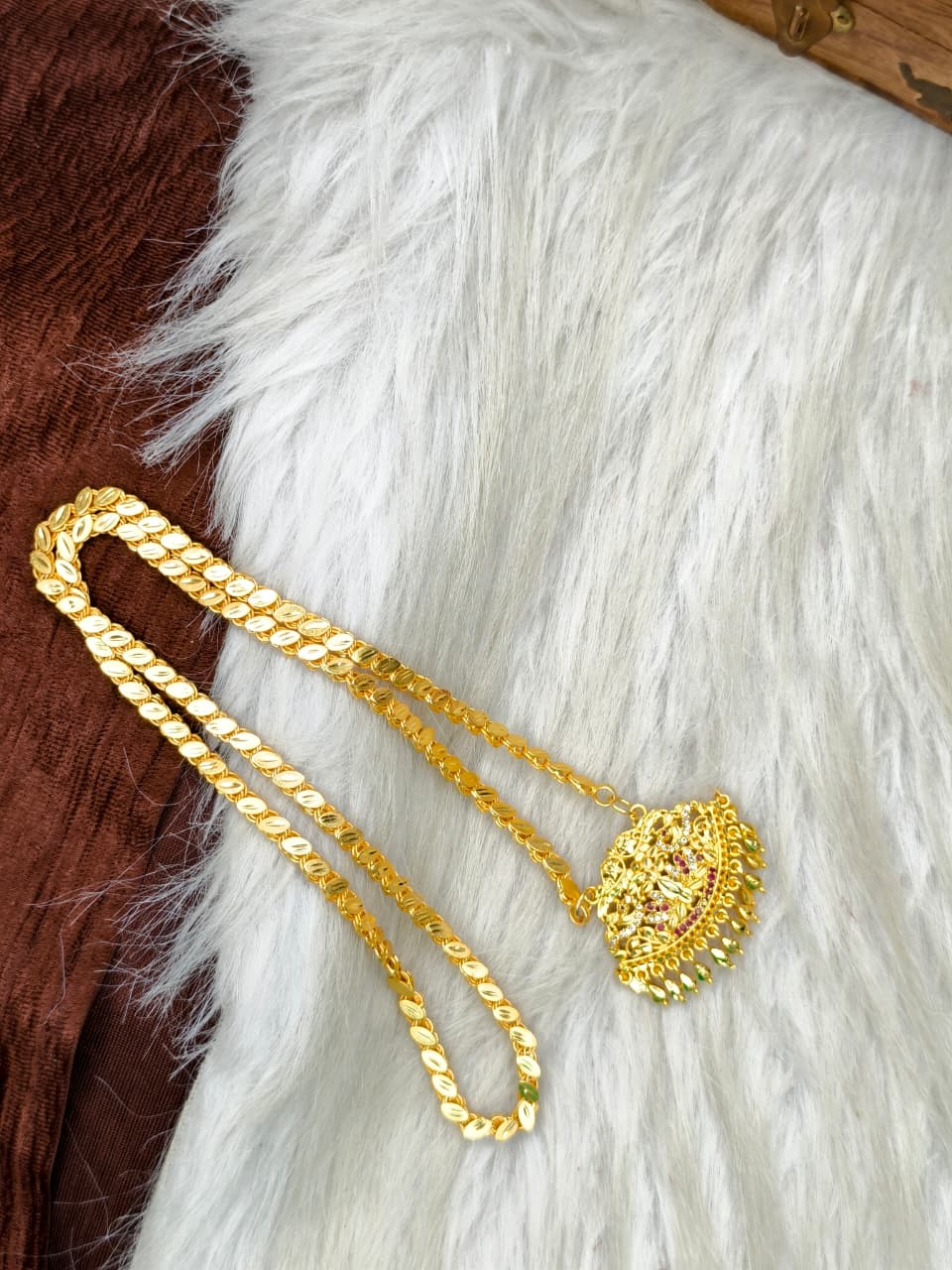 ✨Stone Dollar Matte Finish Chain – Gold Plated Jewellery for Women✨