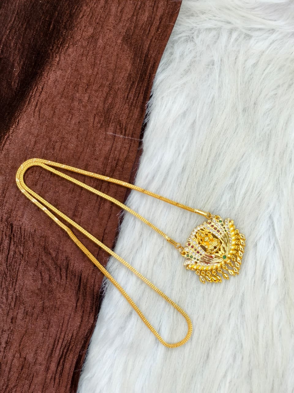 ✨Stone Dollar Matte Finish Chain – Gold Plated Jewellery for Women✨
