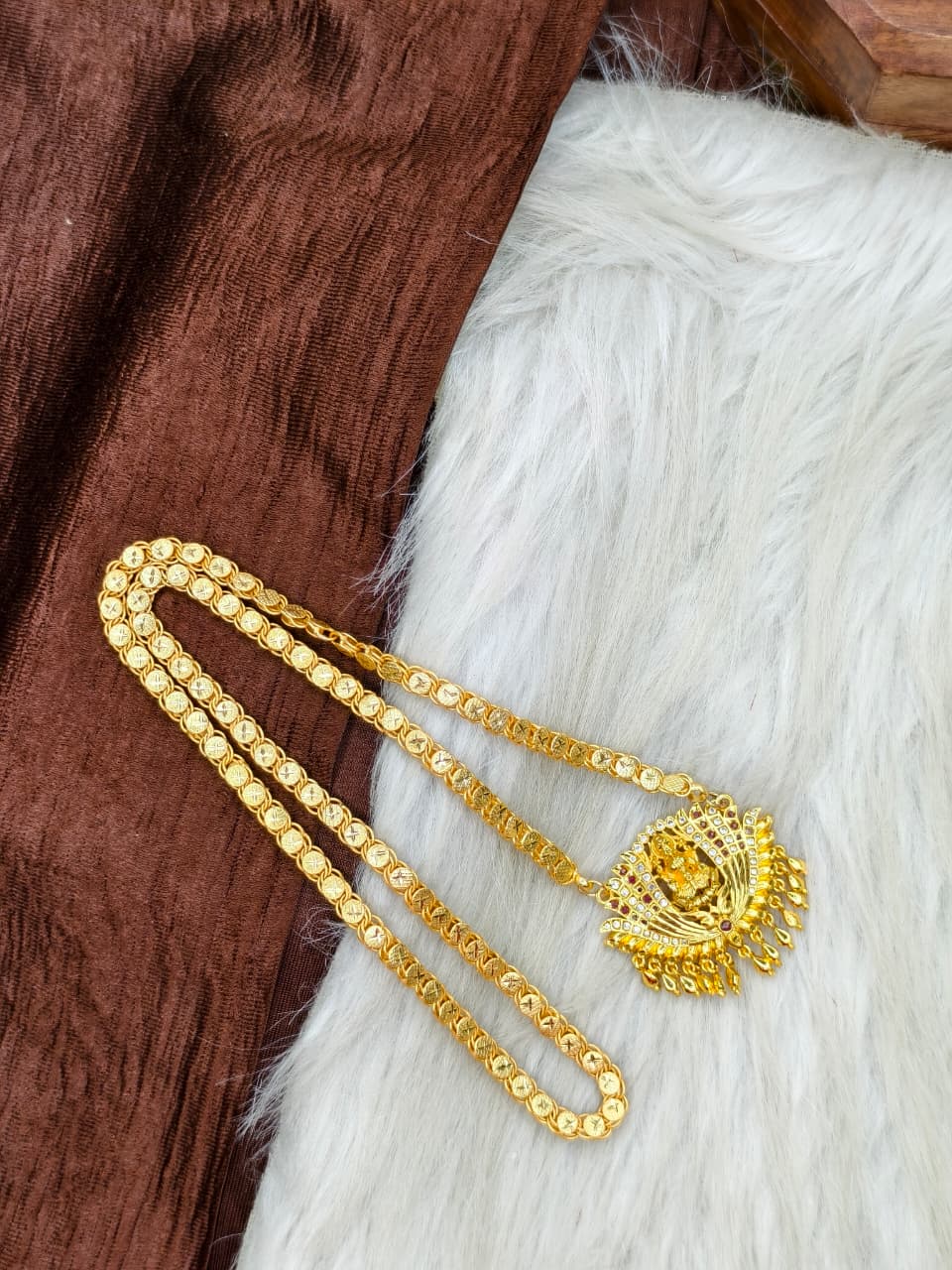 ✨Stone Dollar Matte Finish Chain – Gold Plated Jewellery for Women✨