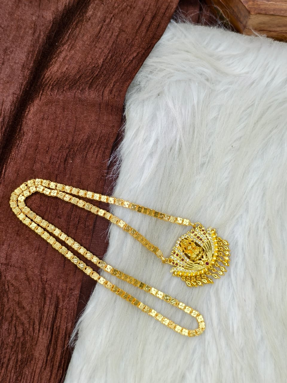 ✨Stone Dollar Matte Finish Chain – Gold Plated Jewellery for Women✨