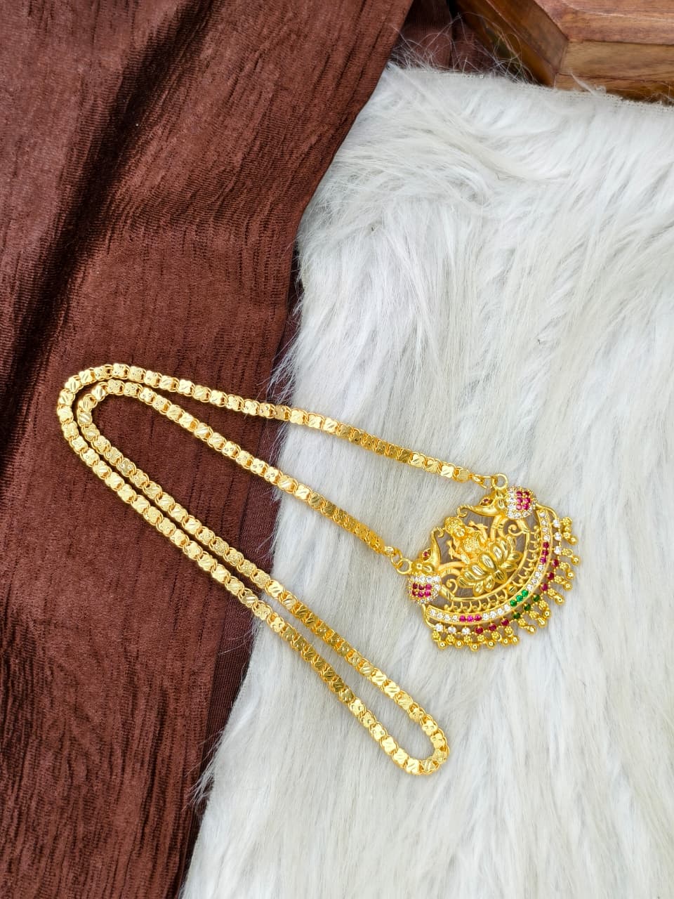 ✨Stone Dollar Matte Finish Chain – Gold Plated Jewellery for Women✨