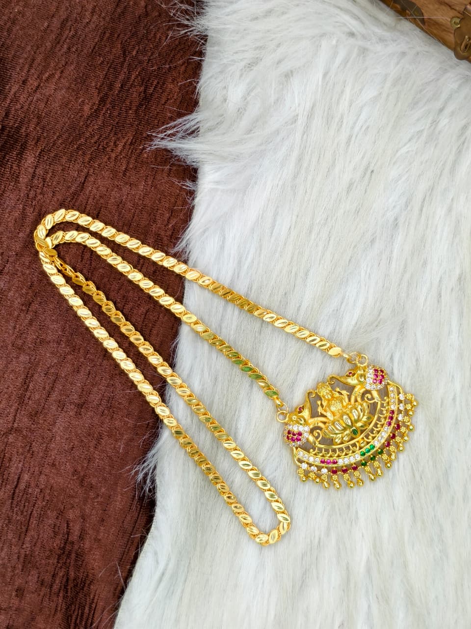 ✨Stone Dollar Matte Finish Chain – Gold Plated Jewellery for Women✨