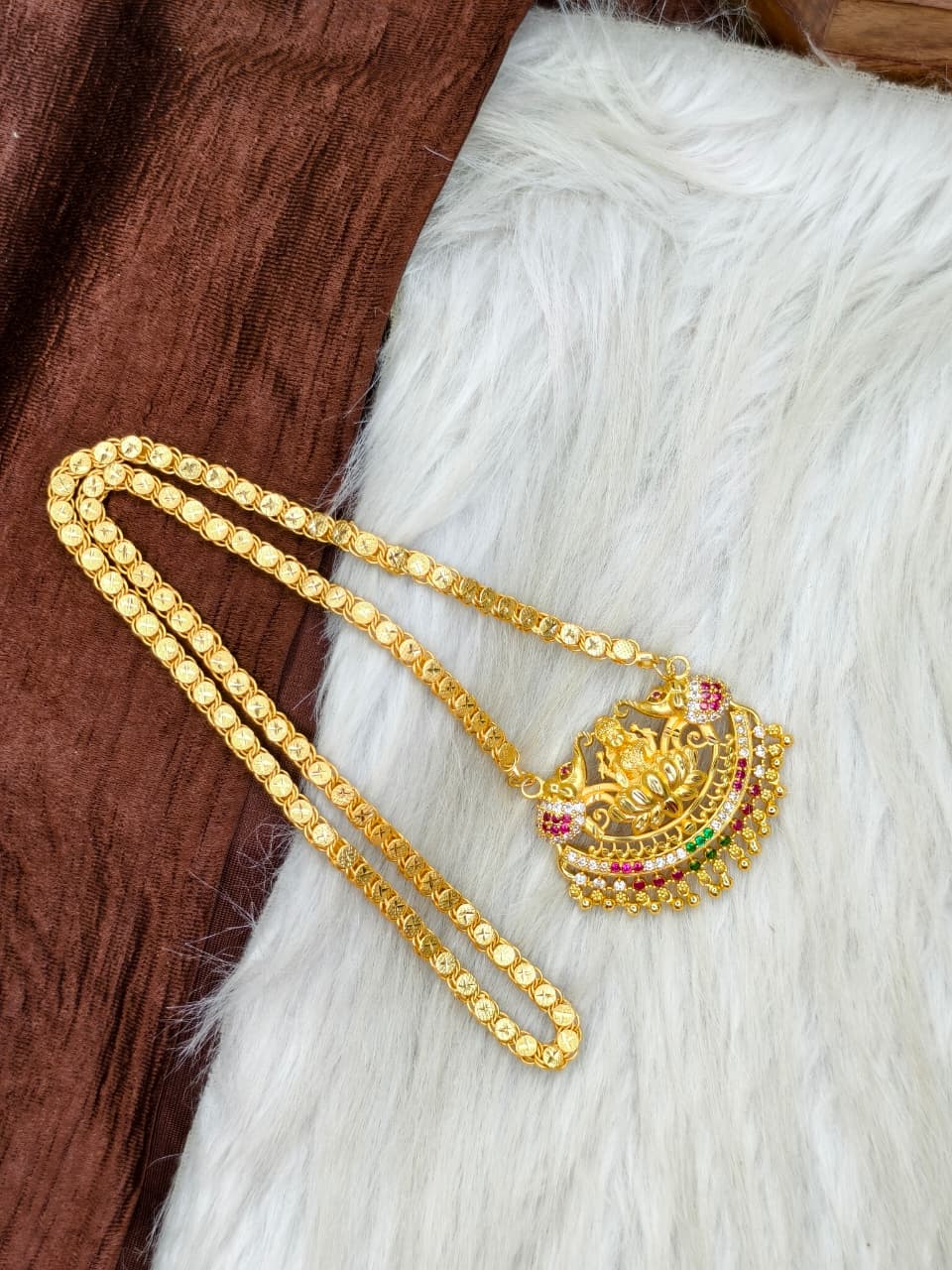 ✨Stone Dollar Matte Finish Chain – Gold Plated Jewellery for Women✨