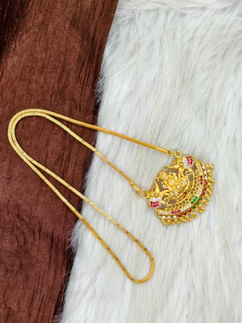 ✨Stone Dollar Matte Finish Chain – Gold Plated Jewellery for Women✨