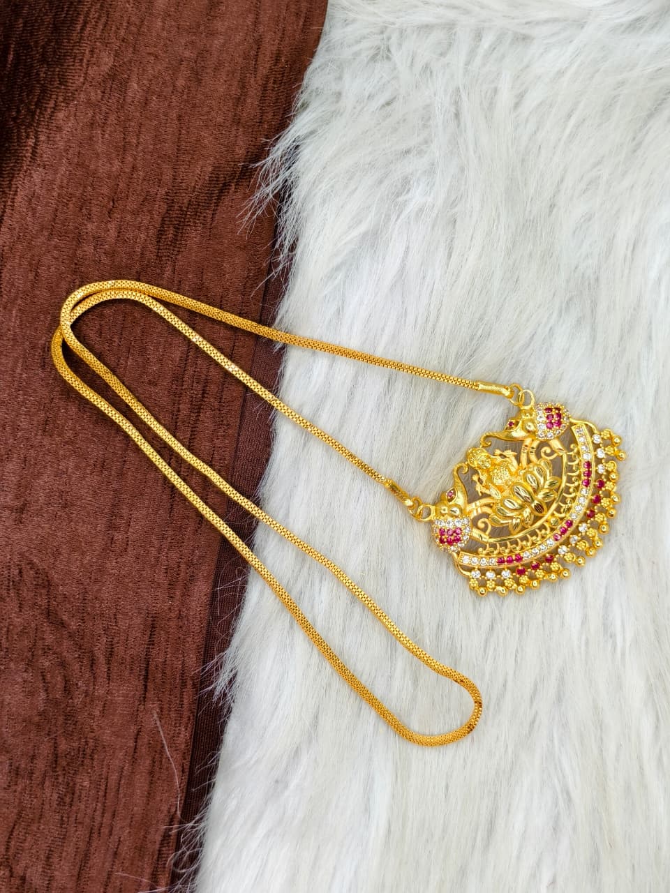 ✨Stone Dollar Matte Finish Chain – Gold Plated Jewellery for Women✨
