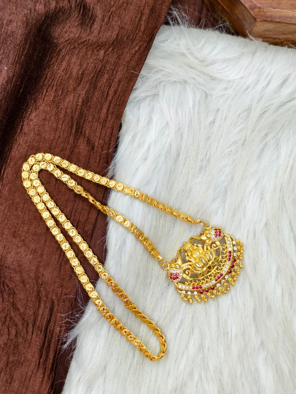 ✨Stone Dollar Matte Finish Chain – Gold Plated Jewellery for Women✨