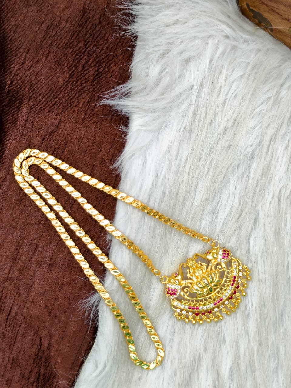 ✨Stone Dollar Matte Finish Chain – Gold Plated Jewellery for Women✨