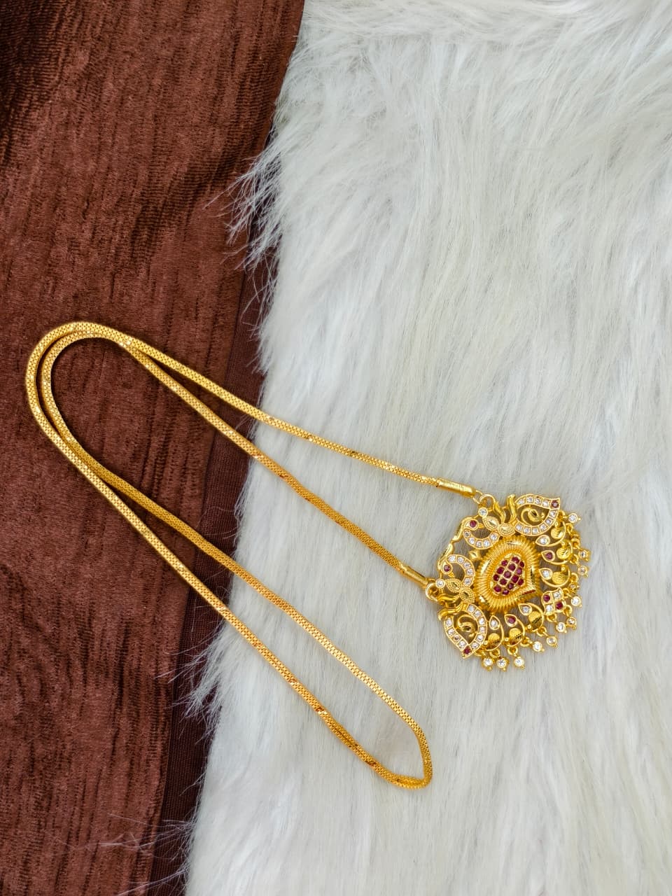 ✨Stone Dollar Matte Finish Chain – Gold Plated Jewellery for Women✨