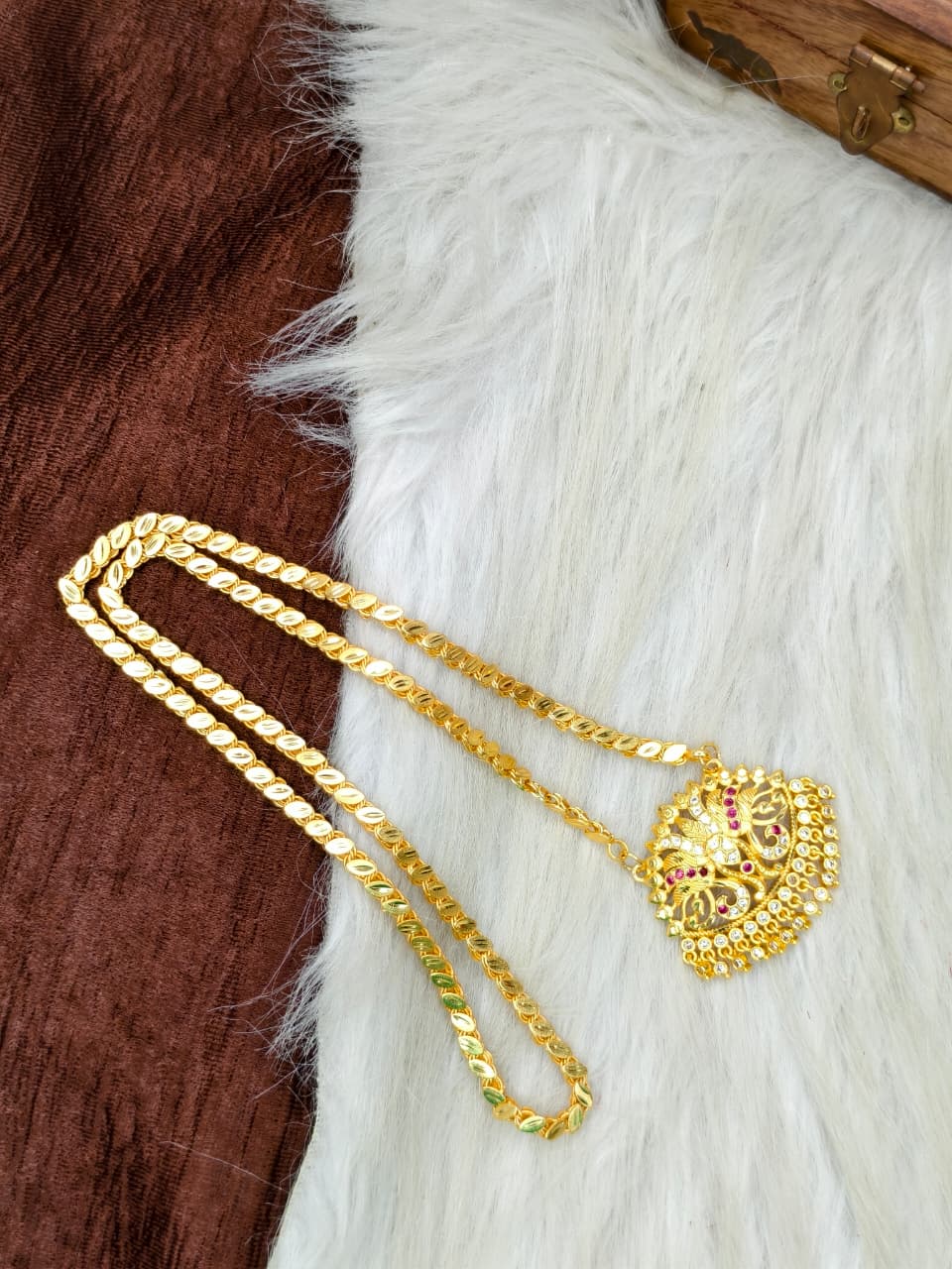 ✨Stone Dollar Matte Finish Chain – Gold Plated Jewellery for Women✨