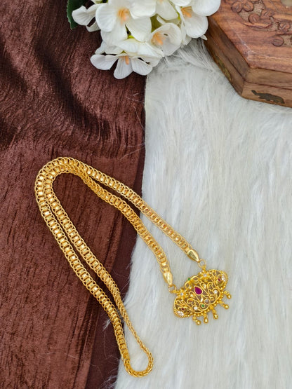 ✨ Stone Dollar Matte Finish Chain – Gold Plated Jewellery for Women✨