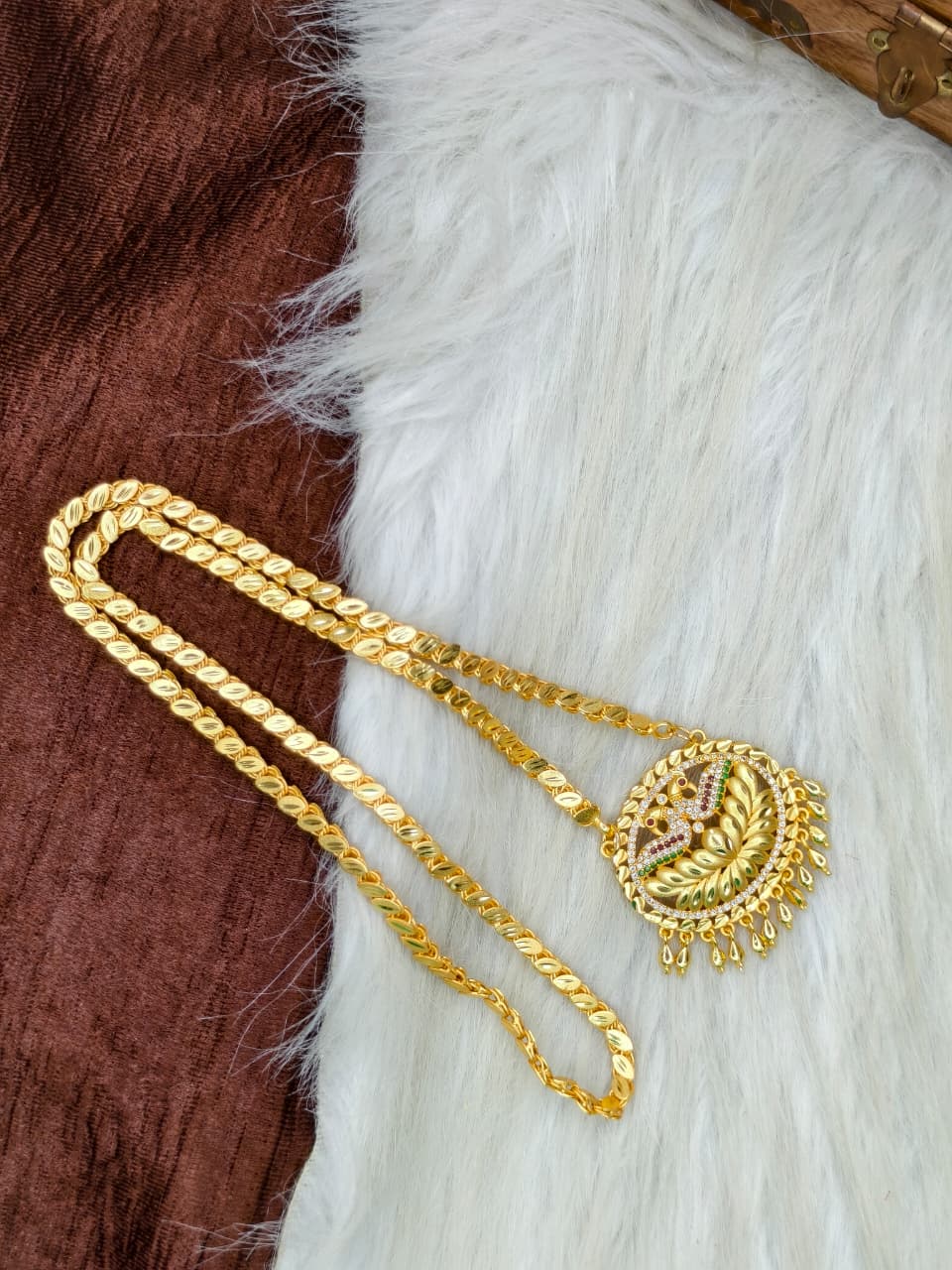 ✨Stone Dollar Matte Finish Chain – Gold Plated Jewellery for Women✨