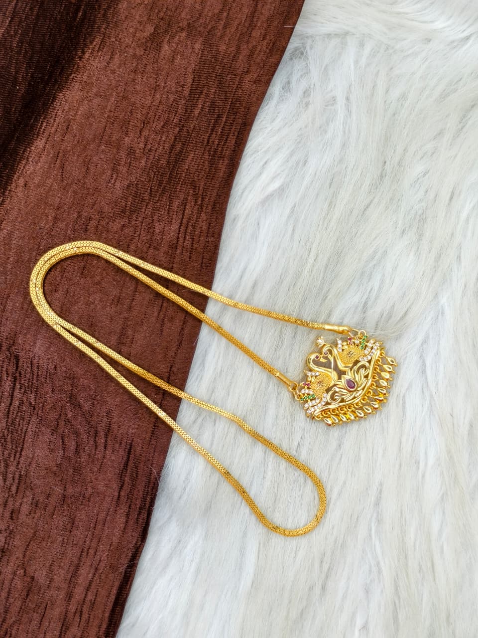 ✨Stone Dollar Matte Finish Chain – Gold Plated Jewellery for Women✨