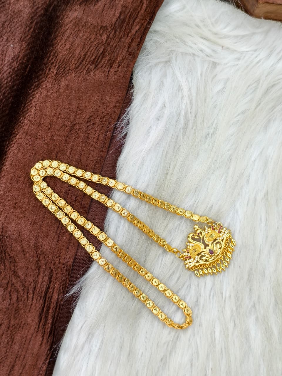 ✨Stone Dollar Matte Finish Chain – Gold Plated Jewellery for Women✨