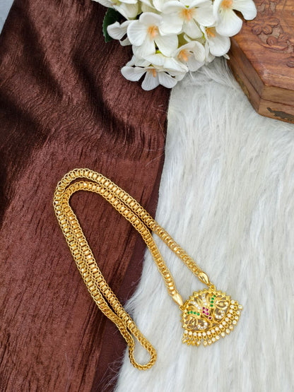 ✨ Stone Dollar Matte Finish Chain – Gold Plated Jewellery for Women✨